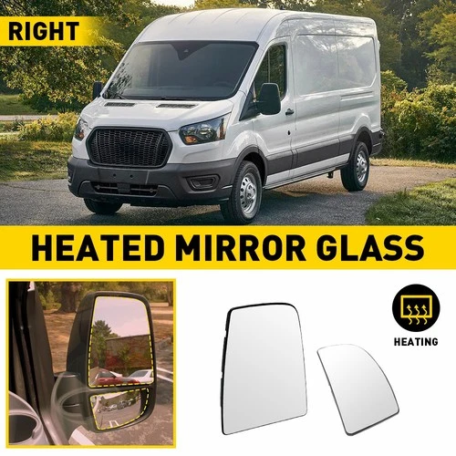 Mirror Glass 2X Heated Upper  Lower Right Side For 2015-2022 Ford Transit-150