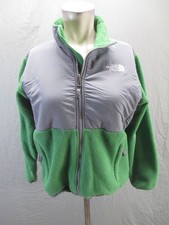 The North Face Size L Girls Green Denali Fleece Outdoor Full Zip Logo Jacket 267