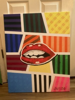  My Lips Are Sealed  Original Pop Art Painting Acrylic On Canvas 24 X 30