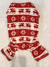 Holiday Dog Warm Festive Red/White Reindeer Pajamas Size Large