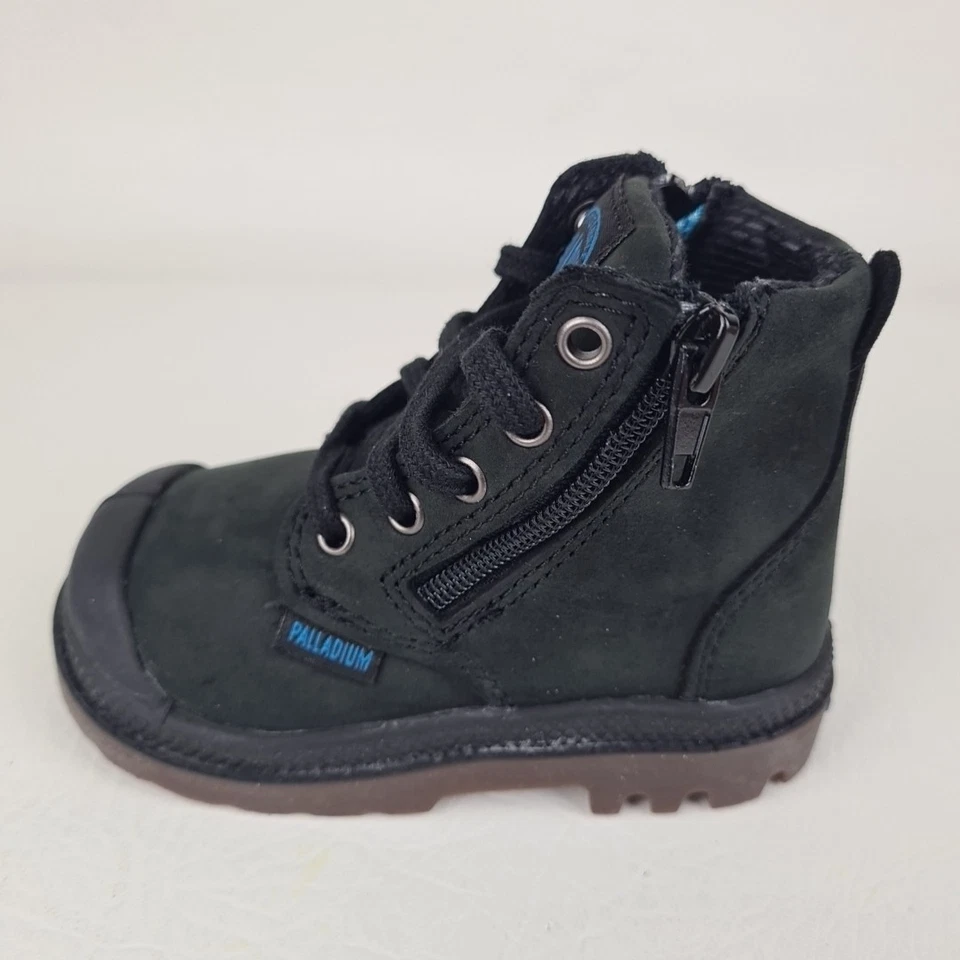 🚨 Botas Palladium 22744057 Pampa Hi Lea Refuerzo Niño Pequeño Negro Cuero Oscuro Talla 4 Foto 2 de 4