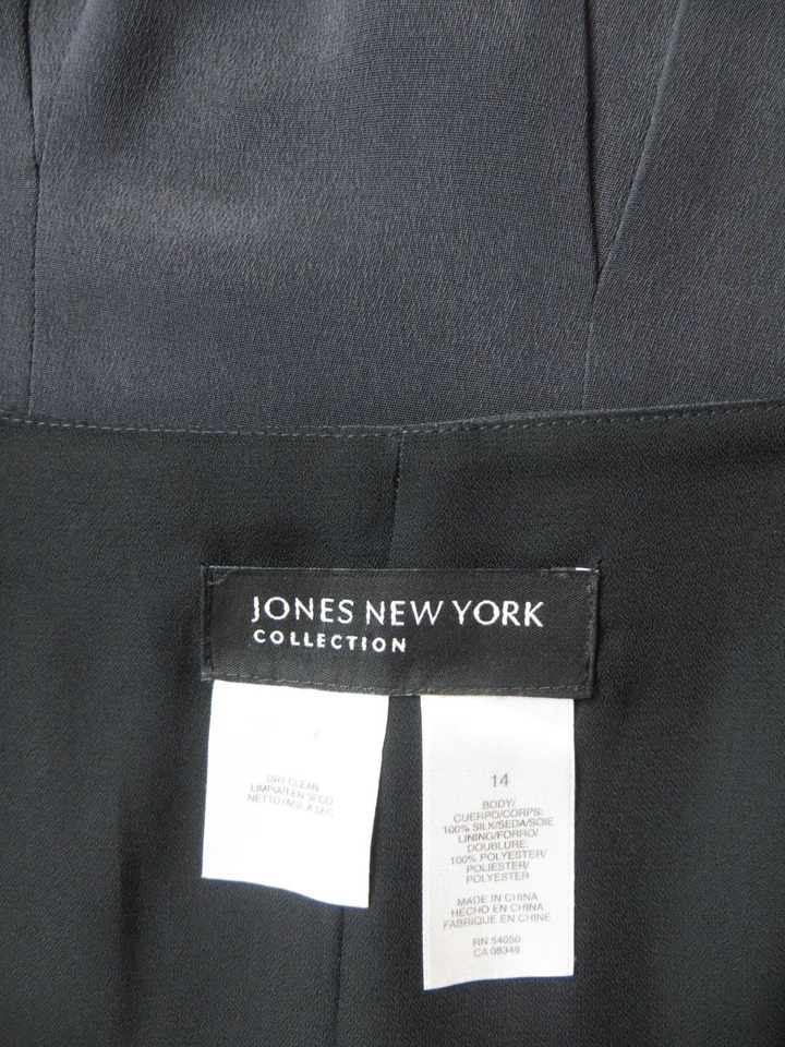 JONES NEW YORK Mujeres 100% Seda Panelada Godet Falda Acampanada Forrada Gris Carbón 14 Foto 3 de 4