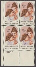 Scott # 1824 - US Plate Block Of 4 - Helen Keller/Anne Sullivan - MNH - 1980