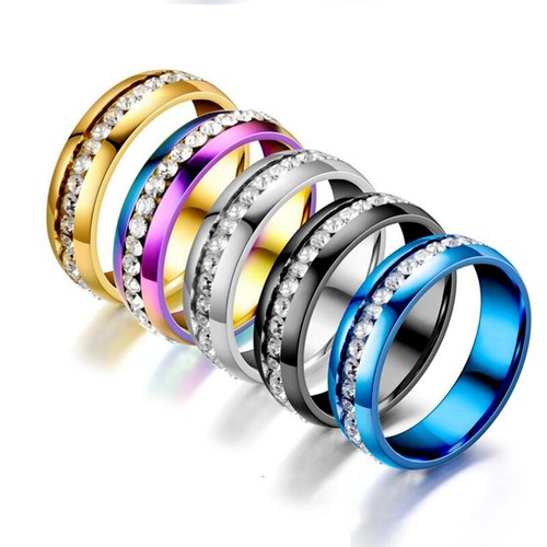 Women Men Stainless Steel CZ Ring Jewelry Titanium Rings Wedding Bridal Size6-1☆ - Picture 1 of 14