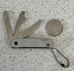 Western Airlines Vintage CEO Art Kelly Pocket Knife Keychain Key Ring #44633