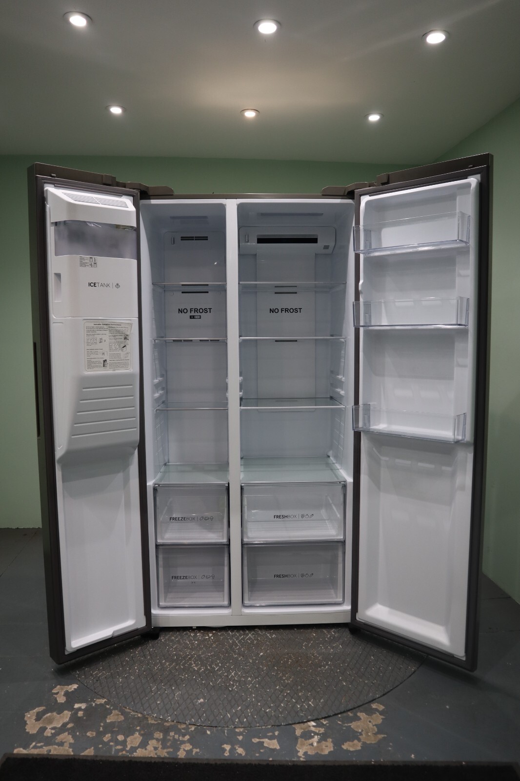 Haier Fridge Freezer Frost Free American Plumbed Water Ice Inox