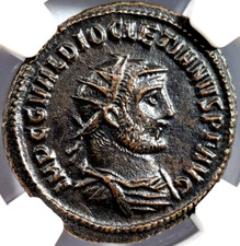 Diocletian Roman Empire AD 284-305 NGC AU Aurelianianus Soldier Spear Victory