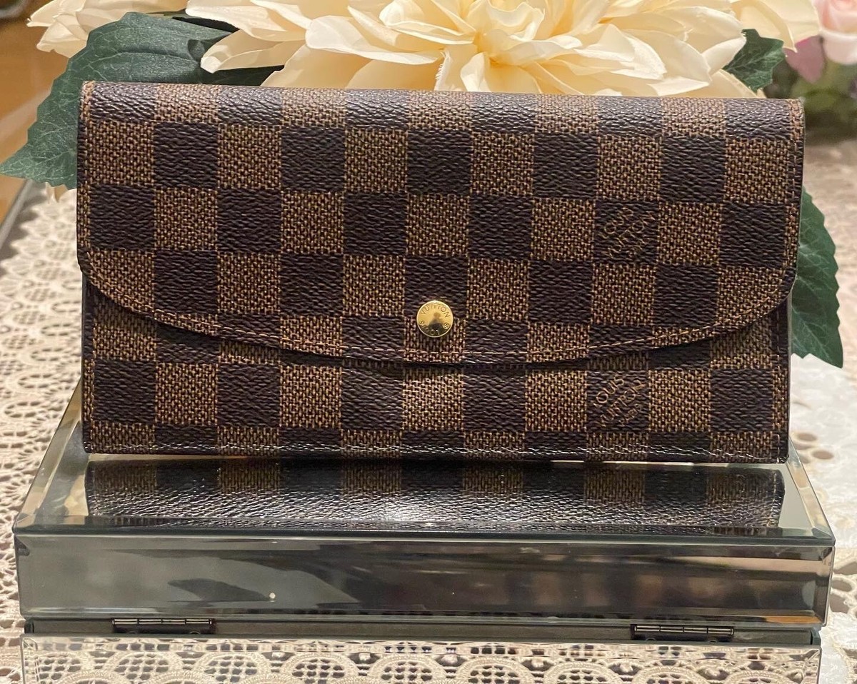 小物 Louis Vuitton Damier Portemonnaie Plat 100% AUTHENTIC LOUIS VUITTON LV DAMIER EBENE PORTEUFILLE EMILIE