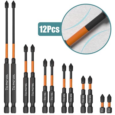6/12Pcs PH2 Impact Driver Bit Set Magnetic Phillips Screwdriver Drill Bits Tool