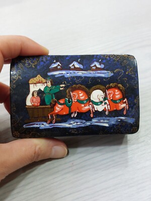 Russische Lack Miniatur Russische Märchendose Palekh Vintage - Kholuy