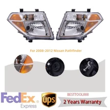 L+R For 2004-2007 Pathfinder Headlights Headlamps Chrome Durable