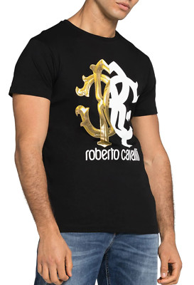 ROBERTO CAVALLI FIRENZE LOGO PRINT LUXURY CREW NECK T SHIRT RETRO SHIRT TOP M