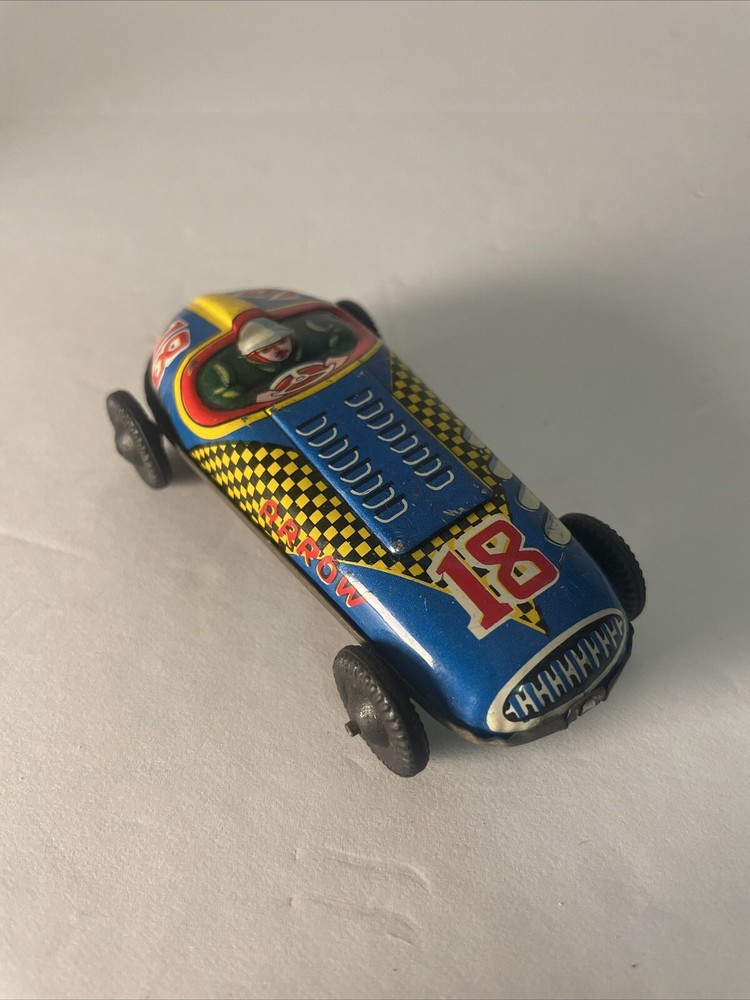 Vintage Tin Toy Race Car Arrow 18 4’