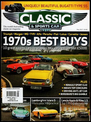 MAY 2017 CLASSIC AND SPORTSCAR MAGAZINE, LAMBORGHINI ISLERO S, LANCIA APPIA