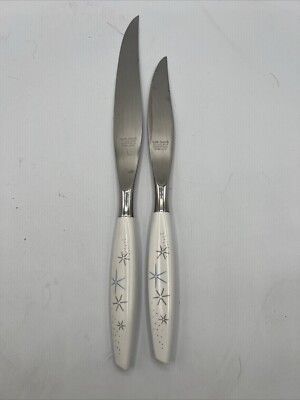 2 Vintage Mode Danish Atomic Starburst Sheffield England  MCM Stainless Knives