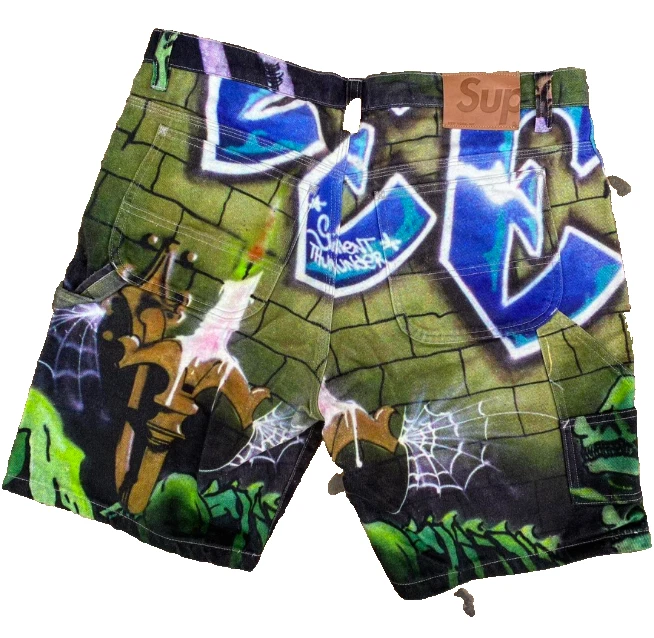 Short en jean Supreme x Lee Quinones FW18 Lions Den taille 32 Supreme Grail RARE