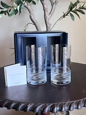 NEW Ralph Lauren Remy Highball Glasses Set of 2 Genuine Crystal Glass, Drinkware