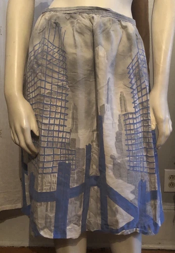 vintage mcm 1950s NYC SKYSCRAPER BUILDING APRON Mid 20th Modern Hostess Architec