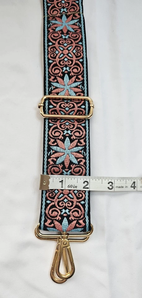 Bandolera Jacquard Correa de Repuesto 43" Largo Ajustable Tono Dorado Nunca Usada Foto 2 de 2