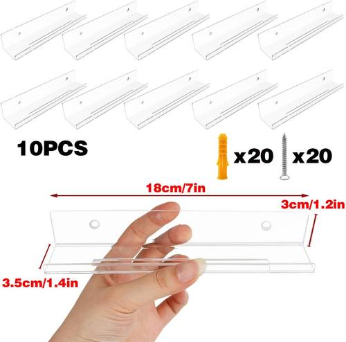 Vinyl Wall Mount, Vinyl Record Shelf Wall Mount 10 PCS, 7 Inch Clear Acrylic Vin - Picture 2 of 12