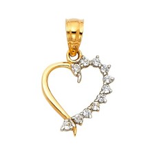 Gold 14K Yellow Gold Cubic zirconia Heart Pendant