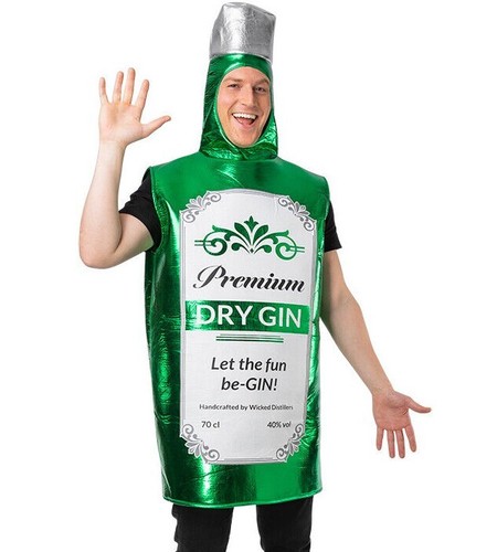 Adult GIN BOTTLE Alcohol Fancy Dress Costume Stag Freshers Dry Fun Be Gin Uni - Picture 1 of 2
