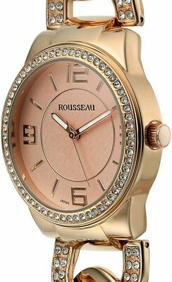 NEW Rousseau 9409 Angelica Austrian Swarovski Rose Gold Twist Bracelet Watch