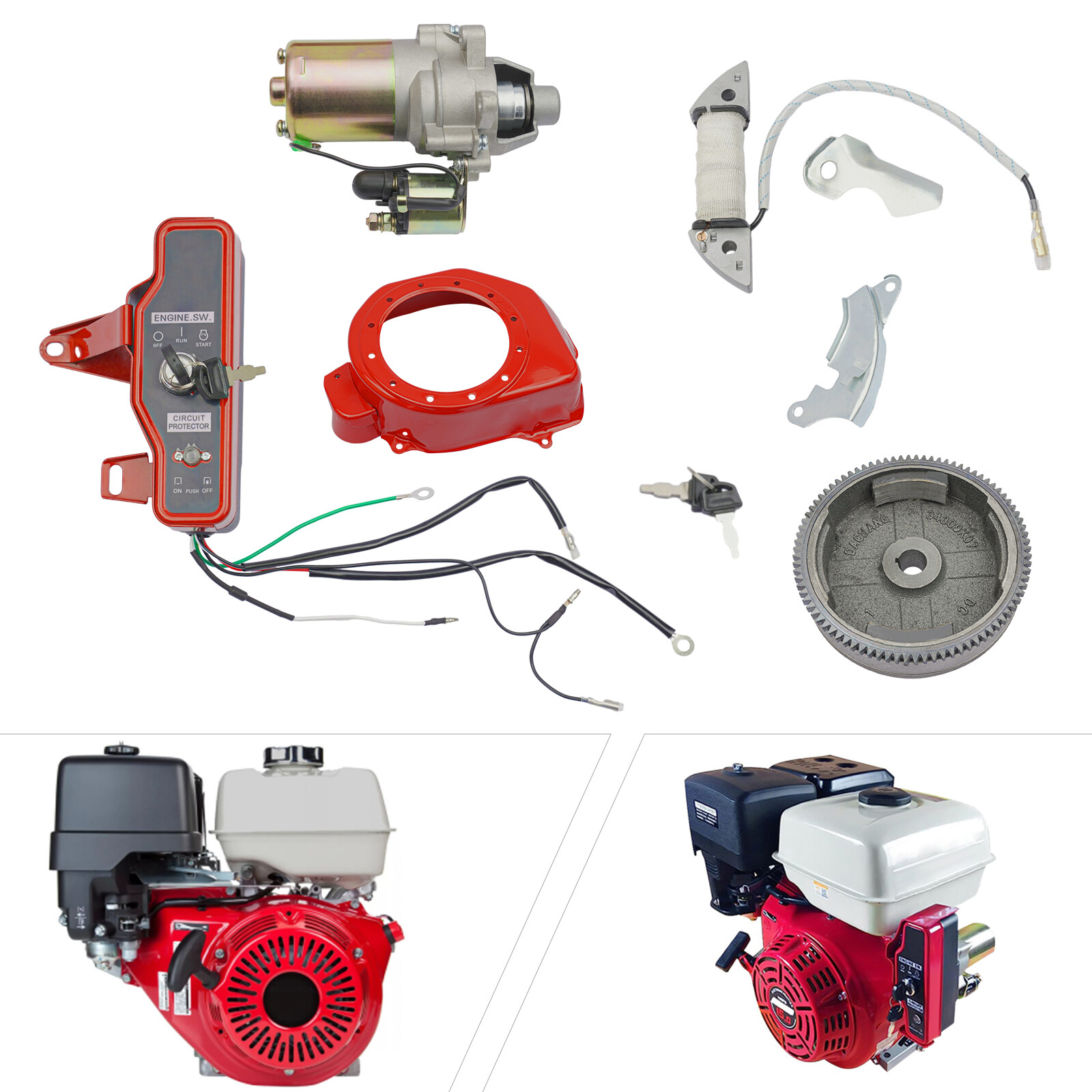 Electric Start Kit for Honda GX160 GX200 6.5HP Engine with Flywheel Switch