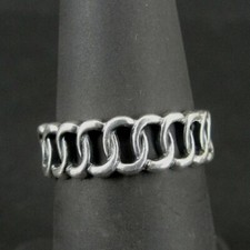 Ring Silver Oval open Linked Together Band Sterling 925 Size 6 Band Ring