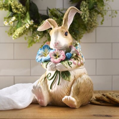 Fitz and Floyd Toulouse Halcyon Rabbit Cookie Jar NEW!!
