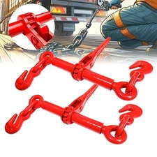 Ratchet Chain Binders 1/4'' - 5/16‘’ | 2 Pack Load Binder with 2 Grab Hooks