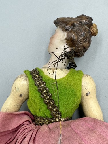 Antique SCHOENHUT Acrobat CIRCUS LADY Wooden Jointed Toy Porcelain BISQUE HEAD - Imagen 10 de 16