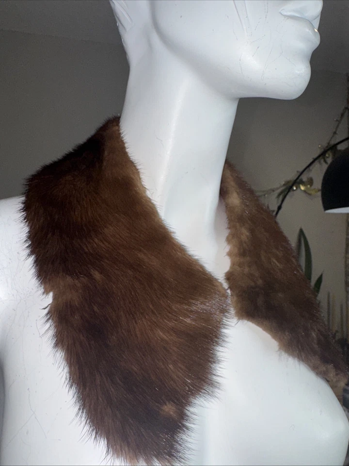 Cuello visón piel vintage marrón años 50 años 60 Foto 2 de 4