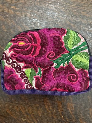 Small Purses Handcraft Hand-Embroided Small Coin Purse Pouch Mexican Handcraft Floral Boho Zip ...