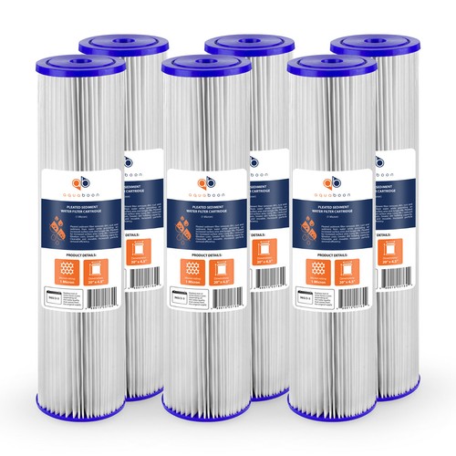 6PK of Big Blue 1µm Pleated Washable Sediment Water Filter 20"x4.5" by Aquaboon - 第 1/1 張圖片
