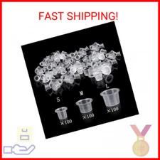 UPTATSUPPLY Tattoo Ink Cups 300Pcs Mixed Size Permanent Makeup Pigment Clear Hol