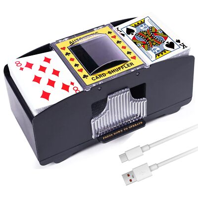 Automatic Card Shuffler 2 Deck, USB or Battery Operated Card Dealer Machine, ...