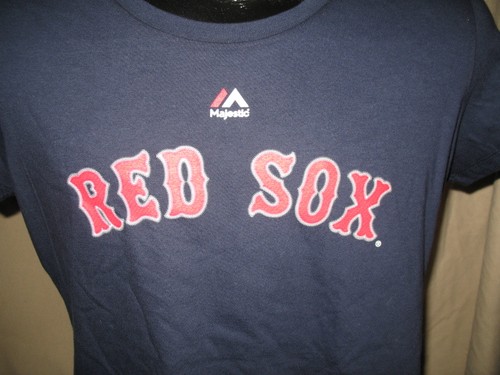 MLB Boston Red Sox Baseball Game Day Logo T Shirt Womens Nwt Blue Majestic Tee - Picture 2 of 3