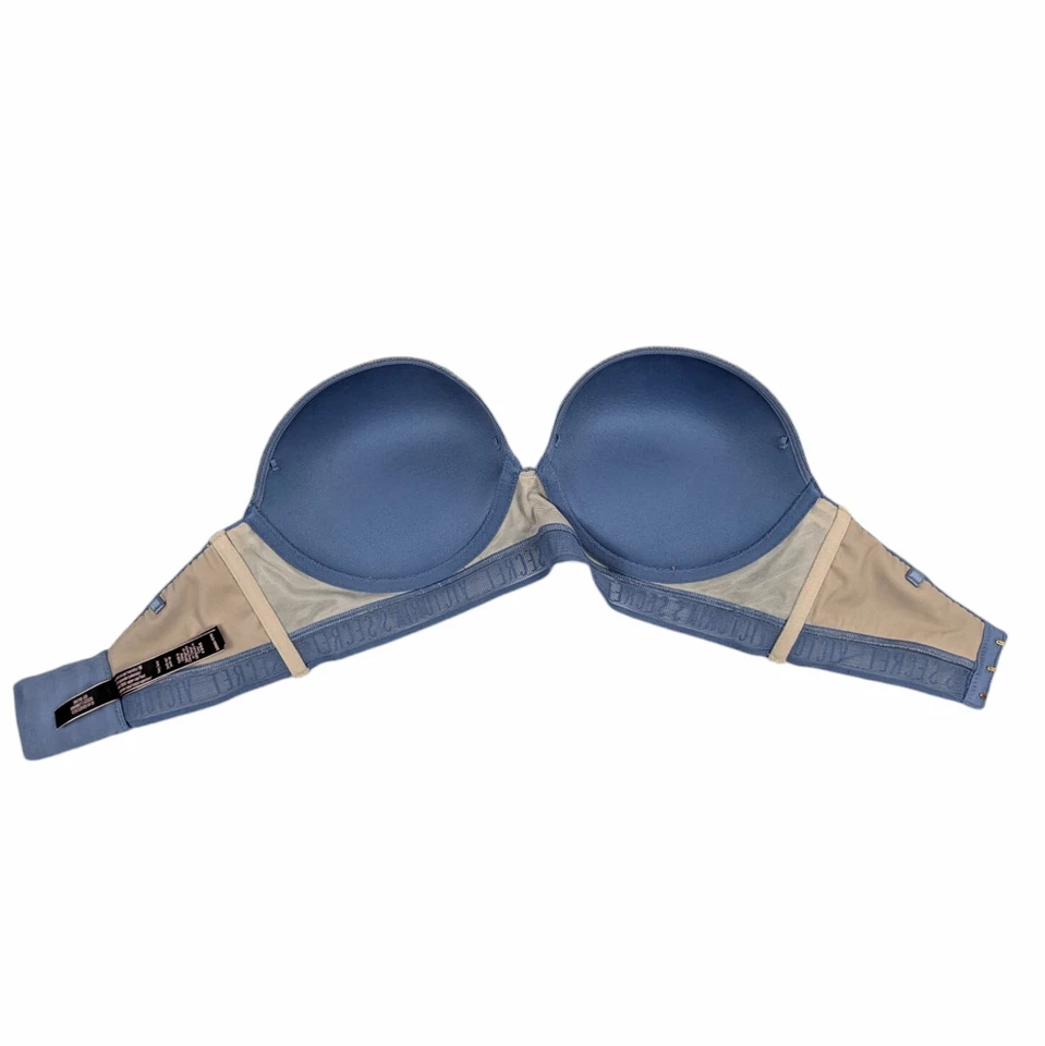 Sujetador push up muy sexy Victoria's Secret para mujer talla 32DD sin tirantes encaje azul VS Foto 4 de 4