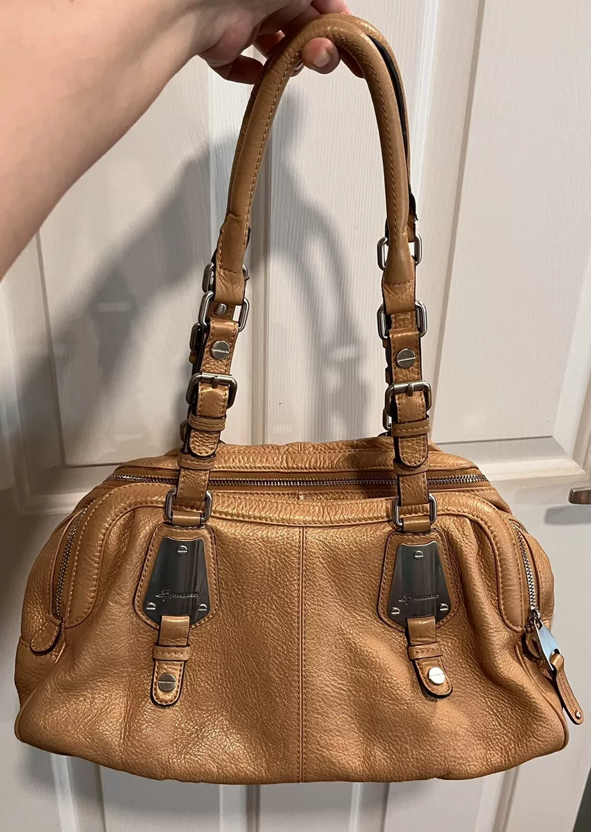 B Makowsky leather handbag Champagne Gold 3 Compartments