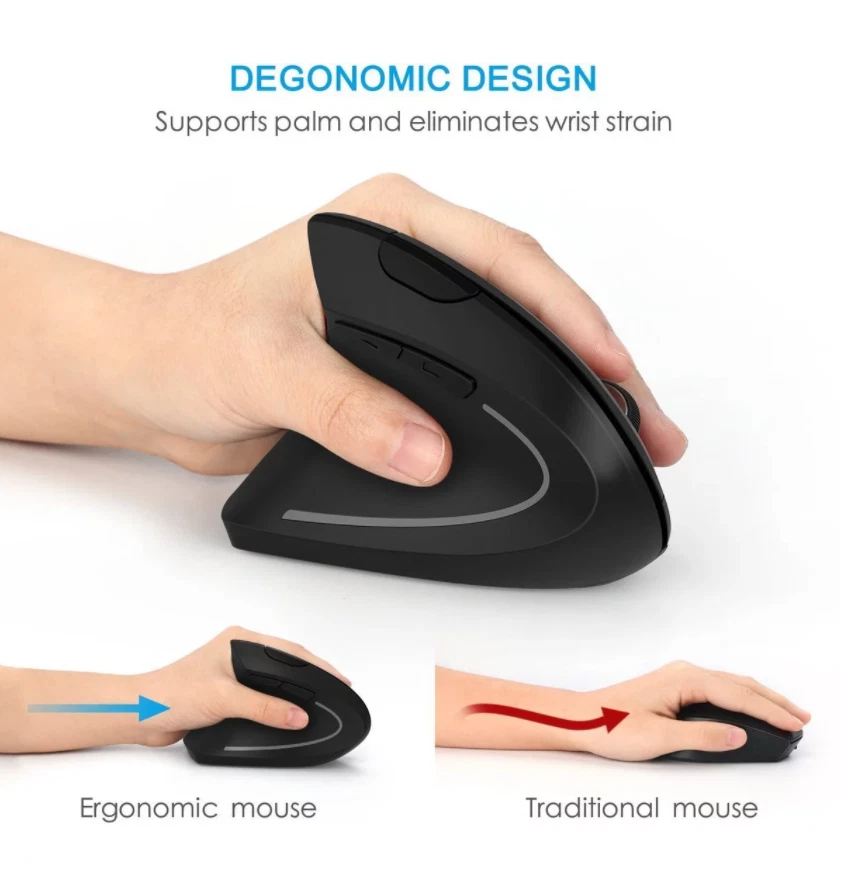 VE Optical Vertical Mouse Ergonomic Wireless 2.4G USB 3200 DPI Left Right Handed - Image 2 of 4