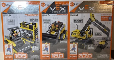 Hexbug Vex Robotic 3 Pack Construction Machinery Set Roller Skid Steer Excavator