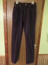 FADED GLORY Womens 8 Long Flat Front Dark Purple Straight Leg Jeans MADE IN USA