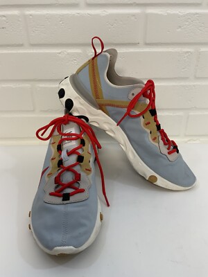 Nike React Element 55 Pure Platinum Club Gold Red Size 11 Sneakers  CK6682-001