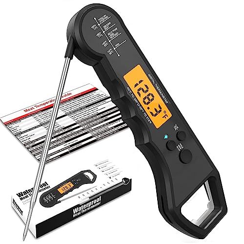 Waterproof Instant Read Digital Meat Thermometer for Cooking and Grilling, Fo...
