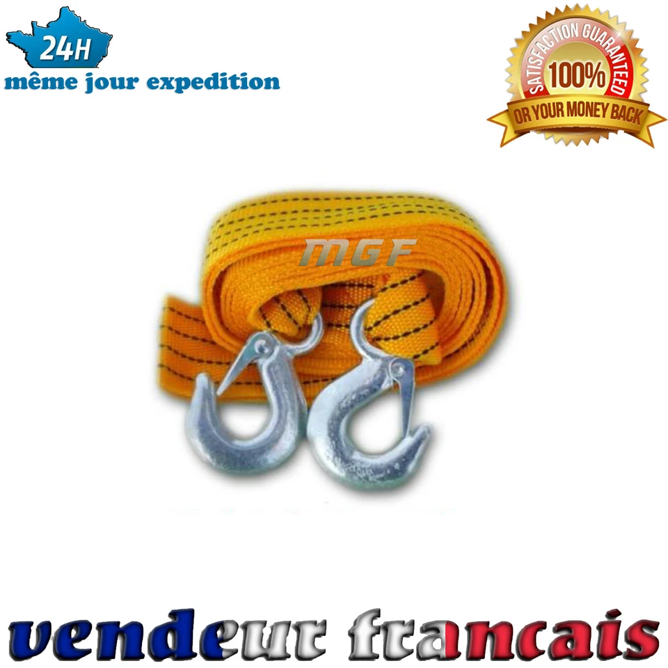 TOP QUALITE CORDE CABLE SANGLE DE REMORQUAGE VOITURE 2000 KG 2 t - Photo 2/2