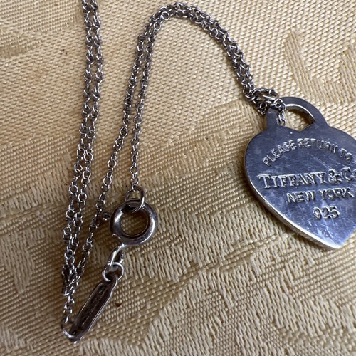 Return To Tiffany & Co. Blue Enamel Heart Tag Pendant Charm Necklace 16” Chain - Picture 10 of 10