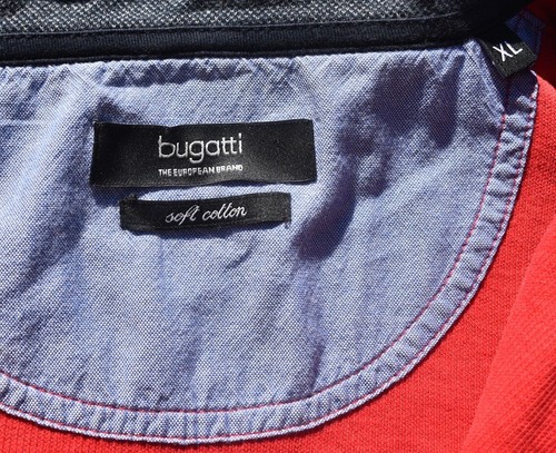 Bugatti Sweater Adult Size XL 1/4 Zip Jumper Jacket Red Blue Cotton Blend Mens - Picture 10 of 15