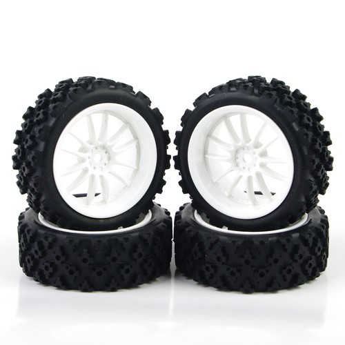 4PCS 1/10 RC Rally Tyres Tires &White Wheel Rim Kit for HSP HPI Model Racing Car - Picture 5 of 6