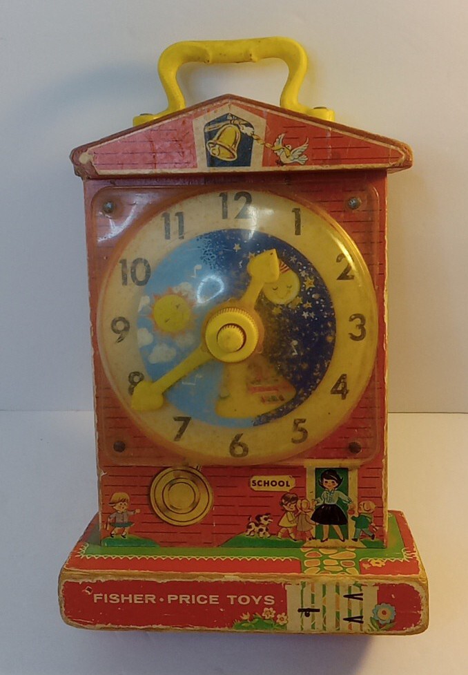 1968 Vintage Fisher Price Music Box Teaching Clock eBay